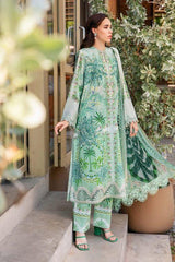 2 Pcs Women's Unstitched Digital Print Green lawn Suit