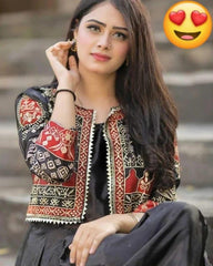 Stunning 2 Pcs Women's Stitched Embroidered Silk Maxi Suit - Round Neck