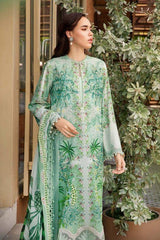 2 Pcs Women's Unstitched Digital Print Green lawn Suit