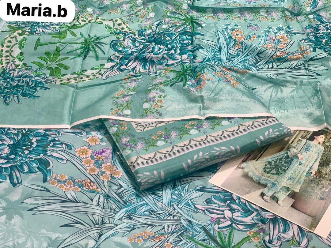 2 Pcs Women's Unstitched Digital Print Green lawn Suit